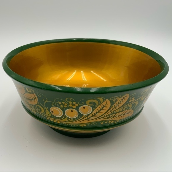 Stunning Vintage Russian (USSR) Khokhloma Hand Painted Lacquer Wooden Bowl Set - Picture 6 of 8